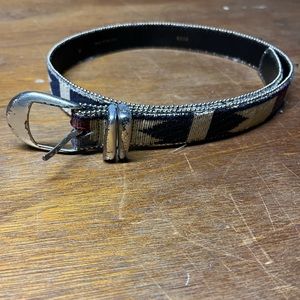Handmade Leather Vintage Belt - Hand Stitches - Womens Size Med  - 35”